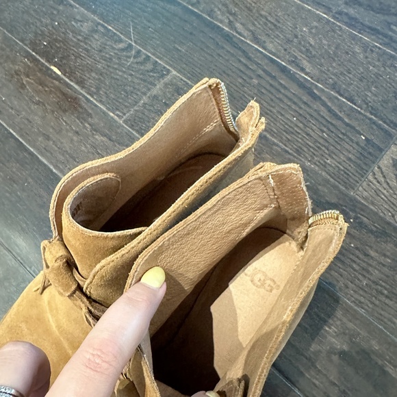 UGG Tan Suede Ankle Boots with Fringe - Picture 5 of 5
